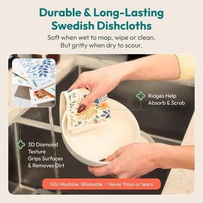 4-Pack Swedish Dishcloths (Reusable & Biodegradable)