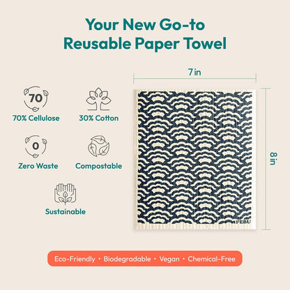 4-Pack Swedish Dishcloths (Reusable & Biodegradable)